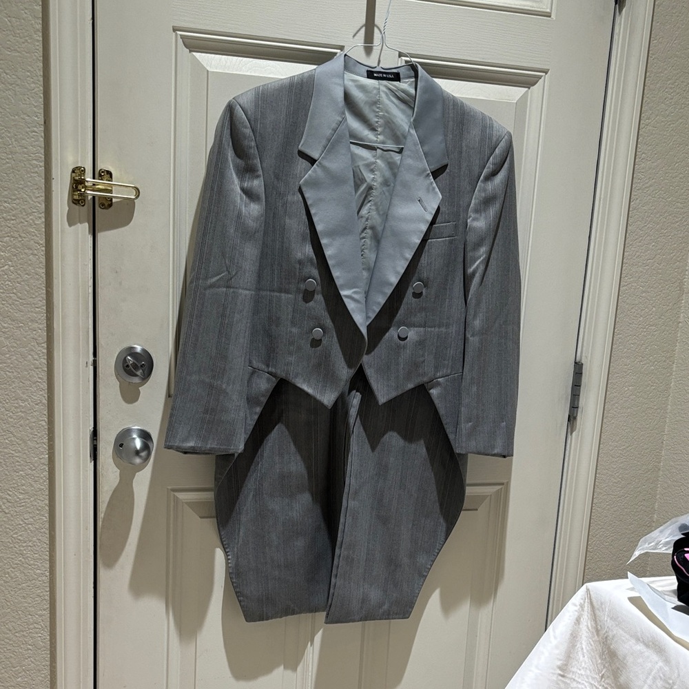 Elegant FIRENZE Gray Men's Tuxedo Tailcoat